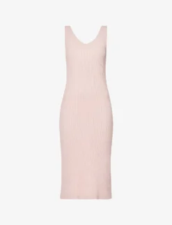 Cupro Ribbed Knitted Midi Dress