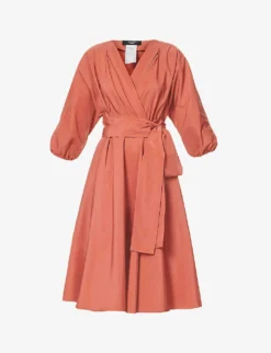 Weekend Max Mara Negozi Wrap-front Woven-blend Midi Dress