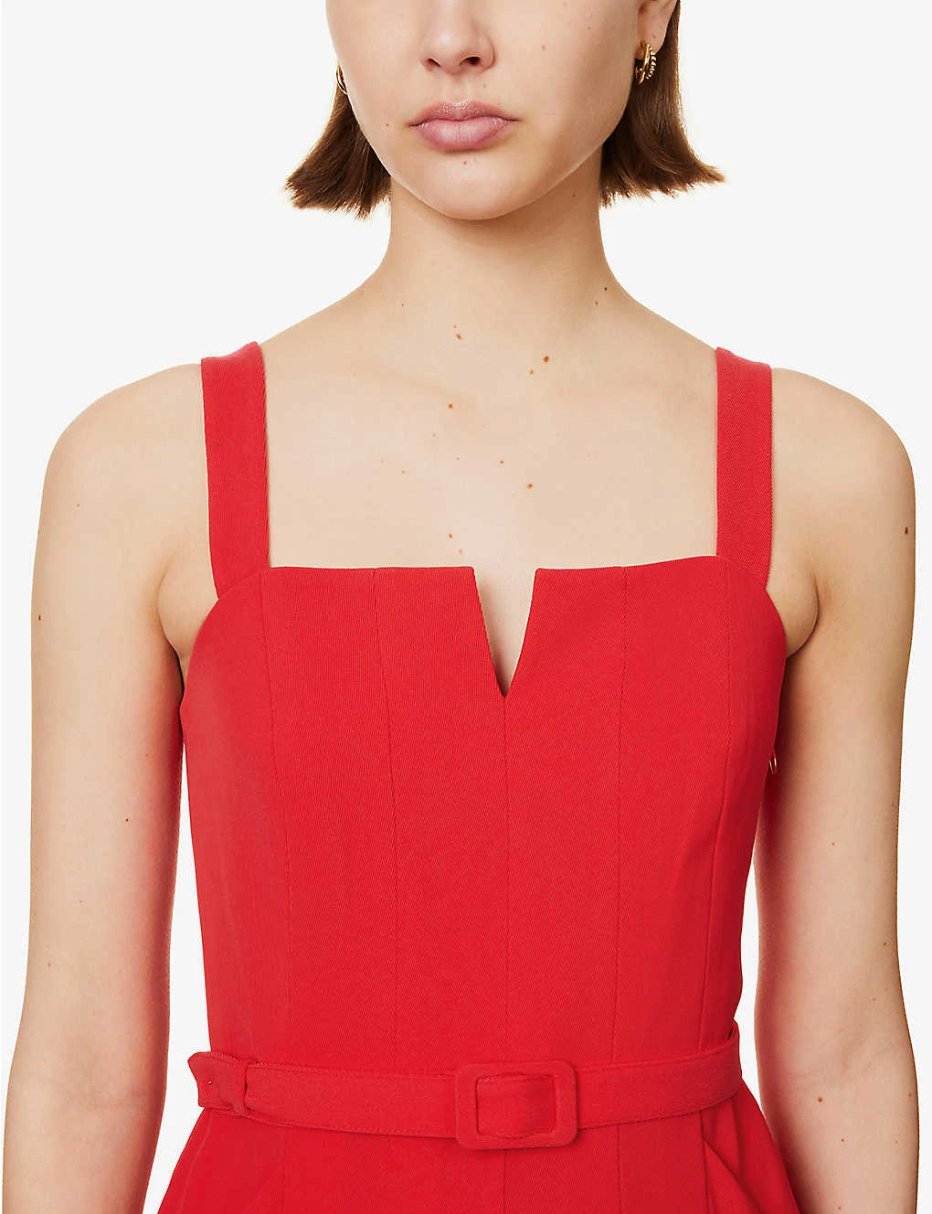 ME AND EM Notch-neck Belted-waist Recycled Polyester-blend Jumpsuit - Image 5