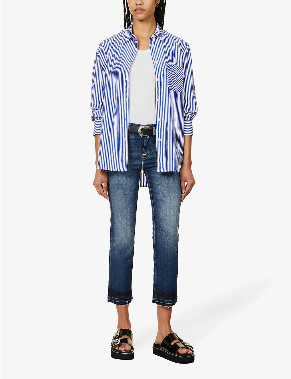 7 For All Mankind The Straight Crop Straight-leg Mid-rise Stretch-denim Jeans - Image 2