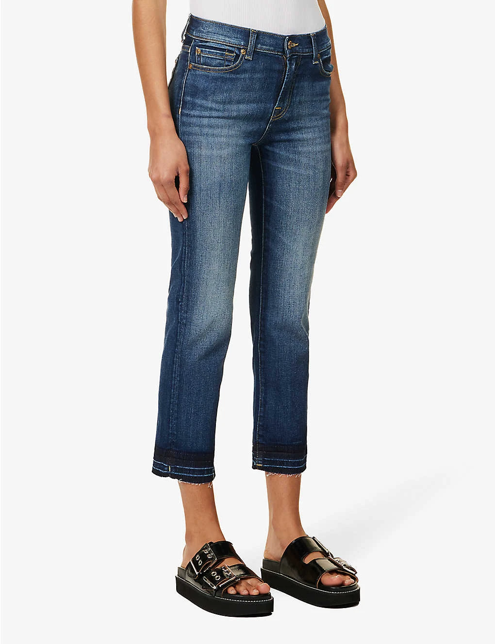 7 For All Mankind The Straight Crop Straight-leg Mid-rise Stretch-denim Jeans - Image 3