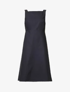 THEORY Square-neck Sleeveless Cotton-poplin Midi Dress