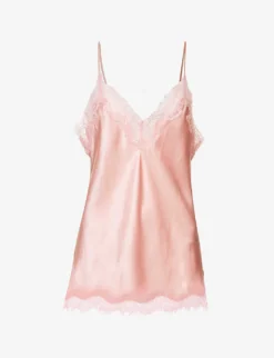 Scarlett V-neck Satin And Lace Pyjama Top