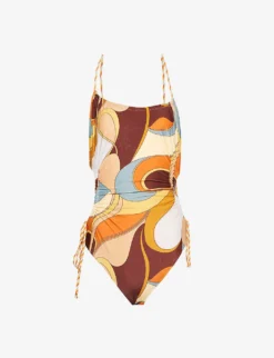 Abstract-print Cut-out Swimsuit