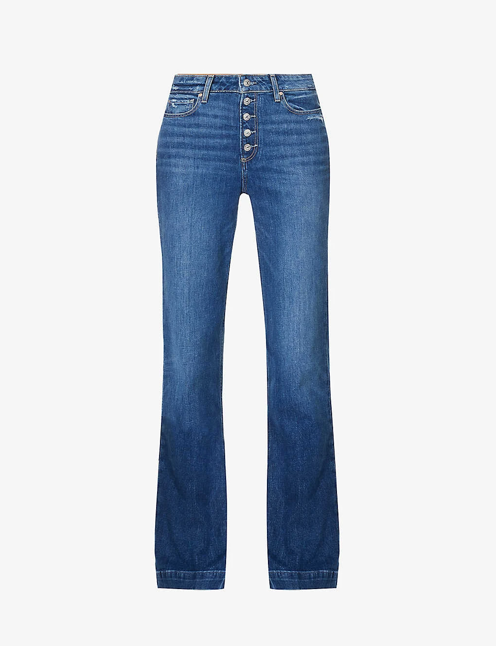 Paige Leenah Flared Wide-leg High-rise Stretch-denim Jeans