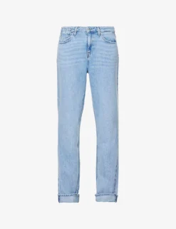Paige Noella Faded-wash Mid-rise Straight-leg Cotton-blend Jeans