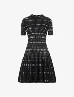 Alexander McQueen Ribbed Flared-hem Knitted Mini Dress