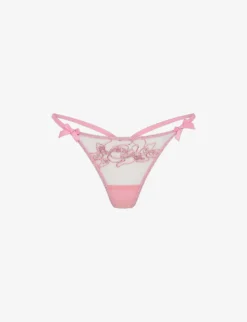AGENT PROVOCATEUR Lindie Floral-motif Tulle Low-rise Thong