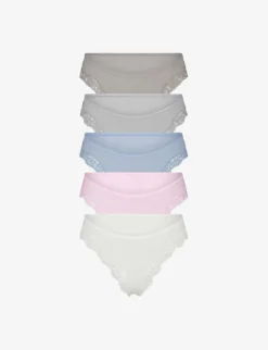 Fits Everybody Lace-trimmed Stretch-woven Briefs Pack Of Five
