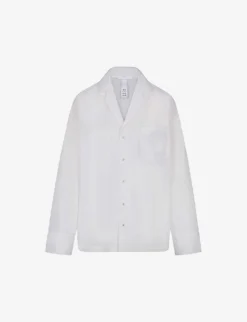 Button-up Long-sleeved Cotton-poplin Pyjama Shirt