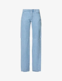 Split-hem Panelled Low-rise Straight-leg Denim Jeans