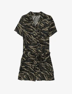 Ikks Camouflage Jungle-print Woven Playsuit