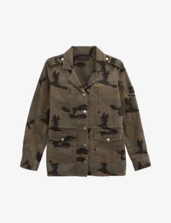 Ikks Camouflage-patterned Badge-embellished Regular-fit Denim Jacket
