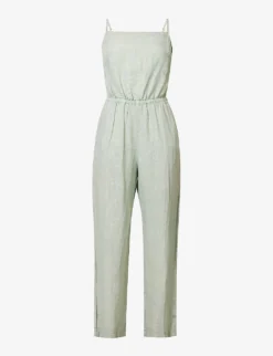 Self-tie Straight-leg Linen Jumpsuit