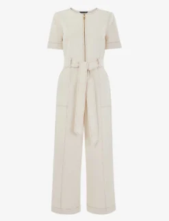 Whistles Cropped Denim Jumpsuit