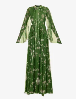 Erdem Floral-print High-neck Silk Maxi Dress