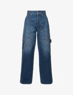 STELLA MCCARTNEY Brand-patch Contrast-stitch Wide-leg Mid-rise Jeans