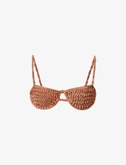 Twisted-trim Half-cup Bikini Top