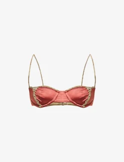 Expandable Woven-trim Bikini Top