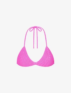 Triangle Recycled Stretch-nylon Crochet Bikini Top