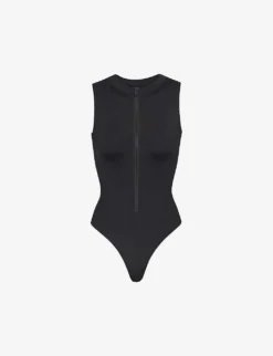 Zipped High-neck Recycled Stretch-nylon Swimsuit