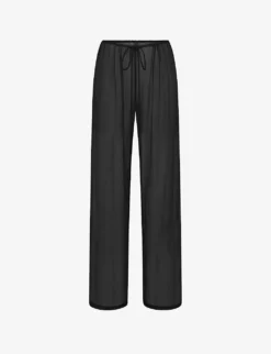 Drawstring-waist Wide-leg Low-rise Silk Trousers