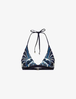 Reiss Lucille Printed Stretch-nylon Bikini Top