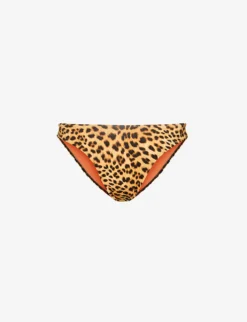 Byron Animal-print Recycled Nylon-blend High-rise Bikini Bottom
