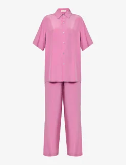 Alabama Crepe-texture Silk Pyjama Set