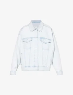 GOOD AMERICAN Oversized Faded-wash Stretch-recycled Denim Jacket