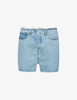 GOOD AMERICAN Good 90s Distressed Stretch-denim Shorts