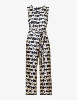 Platani Geometric-print Silk Jumpsuit