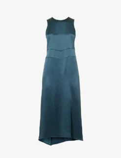 Sogno Flared-hem Satin Midi Dress