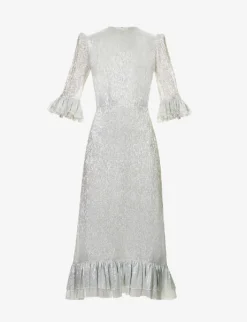 Falconetti Metallic-thread Silk-blend Midi Dress