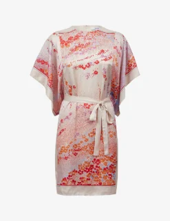 Reiss Leea Scarf-print Short-sleeve Woven Mini Dress
