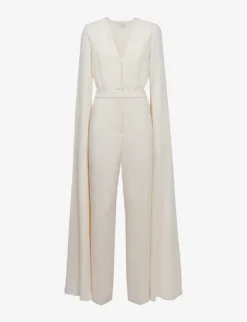 Reiss Olivia Cape-sleeve V-neck Woven Jumpsuit