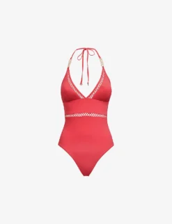 Reiss Ray Halter-neck Chain-embellished Swimsuit