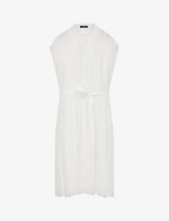Joseph Davidge Pleated Tied-waist Woven Midi Dress