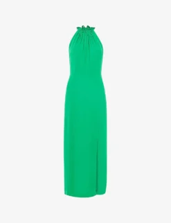Whistles Eliza Halterneck Side-slit Woven Midi Dress