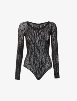 Wolford Snake-print Lace Stretch-woven Body