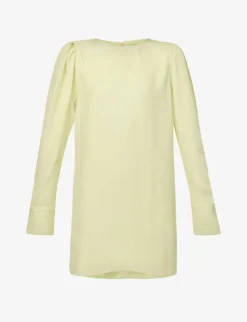 Scoop-neck Curved-hem Woven Mini Dress