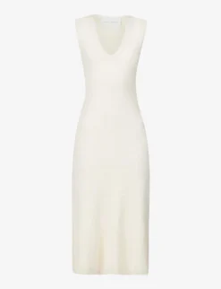 Sleeveless V-neck Organic-cotton Blend Maxi Dress