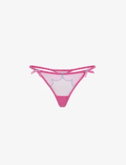 AGENT PROVOCATEUR Lorna Bow-embellished Low-rise Mesh Thong