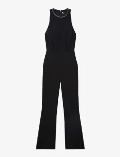 THE KOOPLES Chain-embellished Halter-neck Stretch-woven Jumpsuit