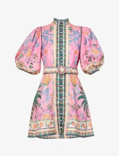 Zimmermann Ginger Floral-print Linen Mini Dress