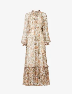 Zimmermann Chintz Floral-print High-neck Woven Midi Dress