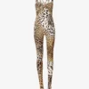 Roberto Cavalli Leopard-print Charm-embellished Stretch-woven Jumpsuit