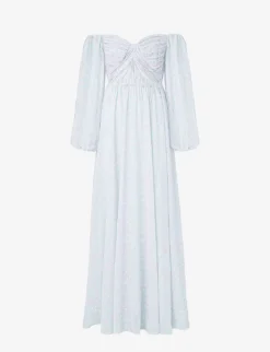 By Malina Selena Off-shoulder Woven Maxi Dress