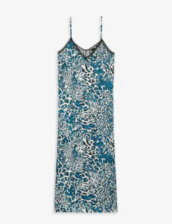 THE KOOPLES Leopard-print Silk Slip Midi Dress