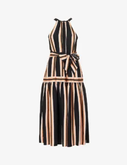 ME AND EM Striped Belted Woven Maxi Dress